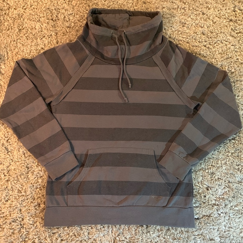 Roxy Grey Striped Sweatshirt Women’s Size Large